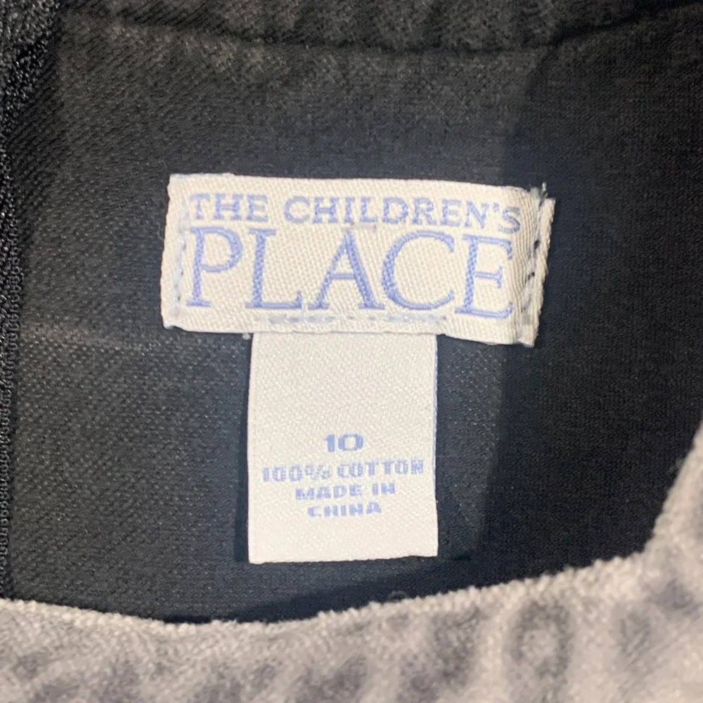 Y2K Children's Place Black‎ Velvet Dress Girls 10 Floral Embroidery Square Neck
